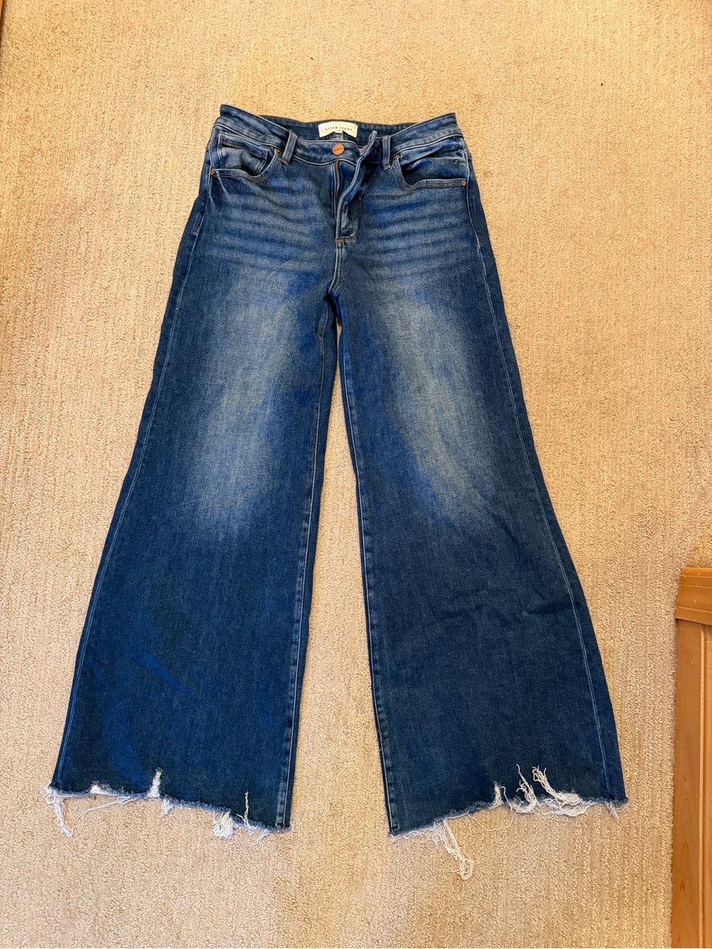 Risen Jeans - Wide Leg, Raw Hem, Mid-Rise, Women's Jeans